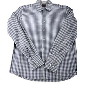 UNTUCKit Mens Large Purple Gingham Check Long Sleeve Cotton Button‎ Down Shirt